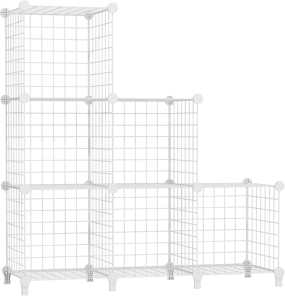 AWTATOS Cube Storage Unit 6 Cube Wire Shelves White USCIH06WE