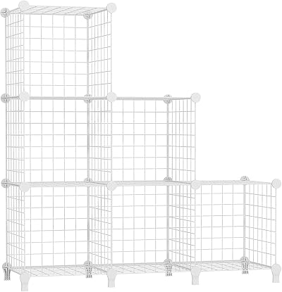 AWTATOS Cube Storage Unit 6 Cube Wire Shelves White USCIH06WE