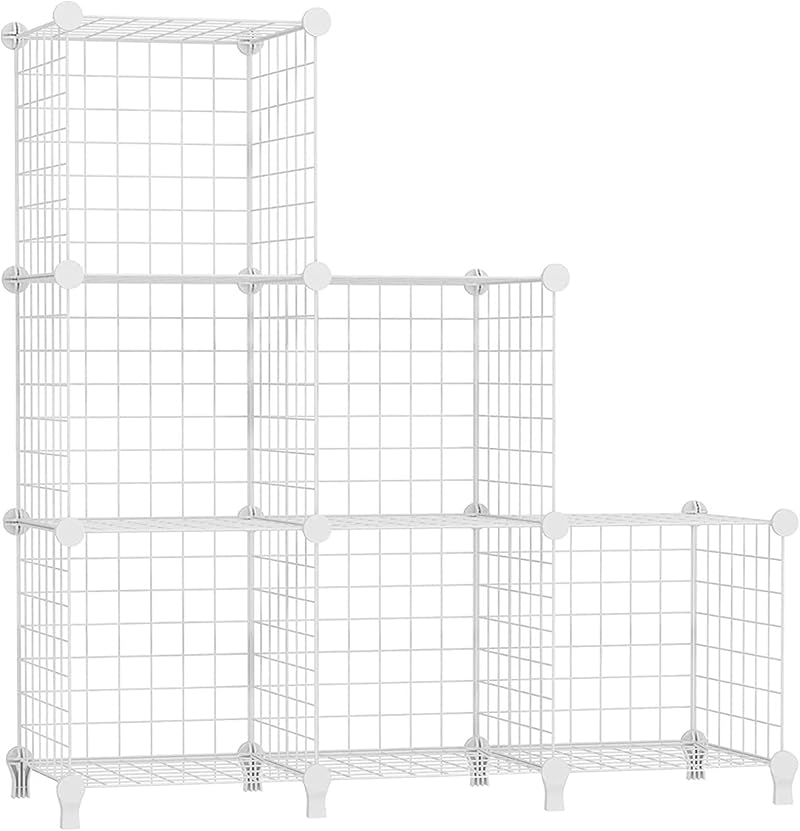 AWTATOS Cube Storage Unit 6 Cube Wire Shelves White USCIH06WE