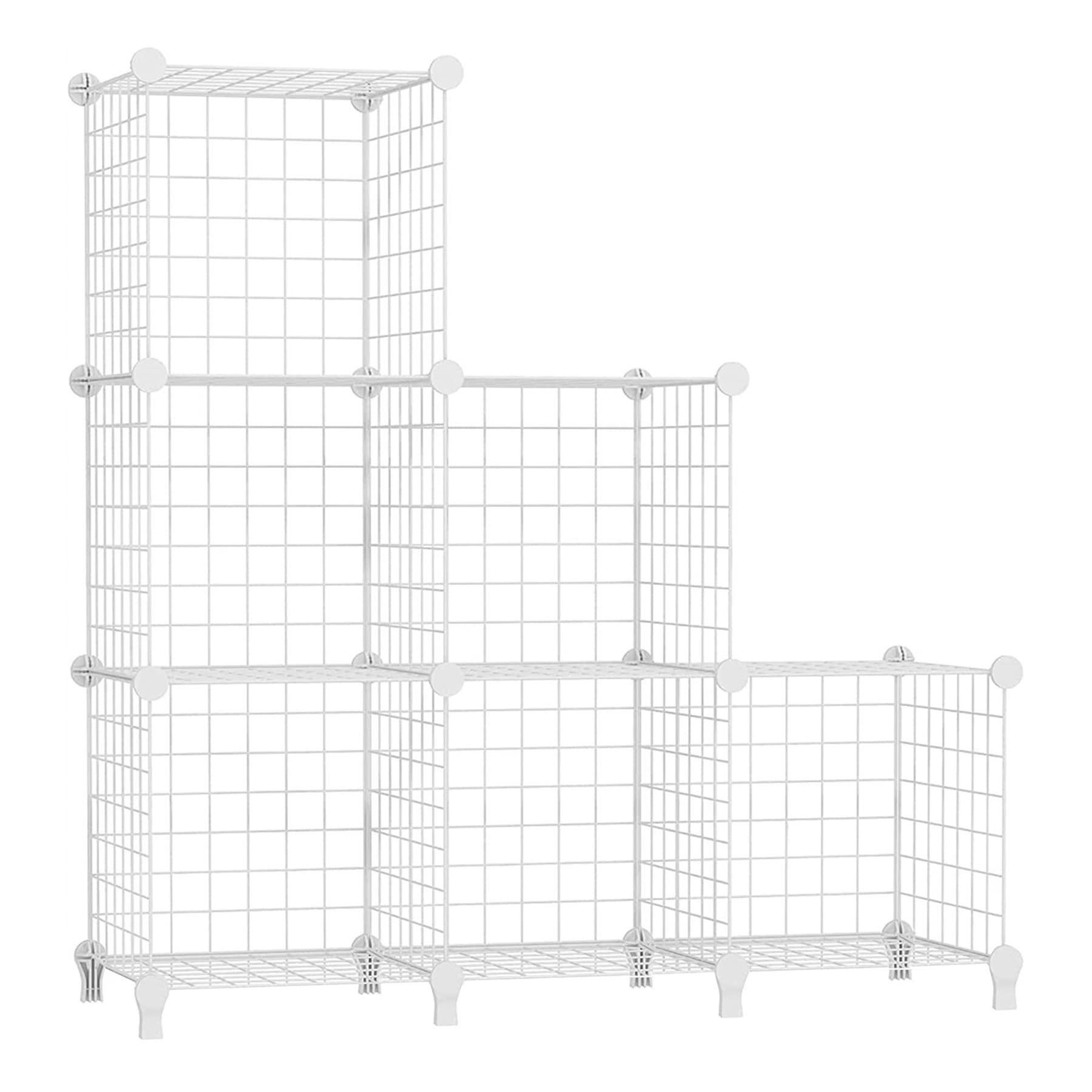 Photo 1 of AWTATOS Wire Cube Storage Organizer, Closet Organizers and Storage, Metal 6 Cube Storage Shelves Bookshelf, Portable Closet Clothes Organizer for Bedroom, Home, Office, White