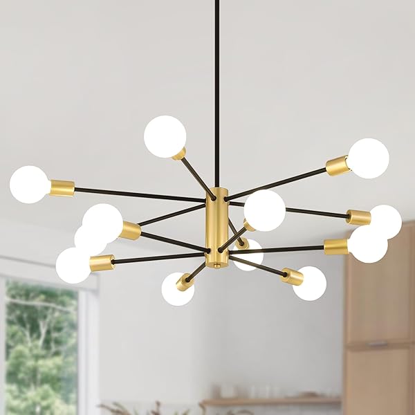 AMZASA SPUTNIK CHANDELIERS CEILING LIGHT FIXTURE, 12 LIGHTS...