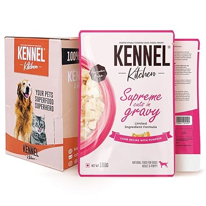 Kennel Kitchen Wet Dog Food for Adult and Puppy, Supreme Cuts in Gravy, Lamb Recipe with Pumpkin, 100g (Pack of 12)