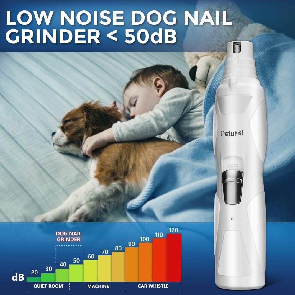 Petural Dog Nail Grinder and Clippers – Upgraded 2-Speed Rechargeable Electric Pet Nail Trimmer – Painless Paws Grooming, Trimming Tool, Smoothing for Cats, Large, Medium & Small Dogs
