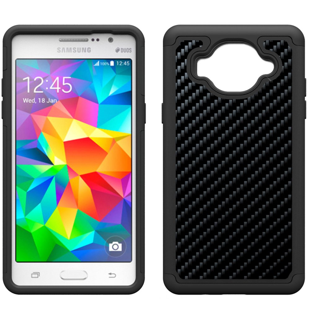 Galaxy ON5 Case, UrSpeedtekLive [Shock Absorption] Dual Layer Heavy Duty Protective Silicone Plastic Case Cover for Samsung Galaxy On5 - Black