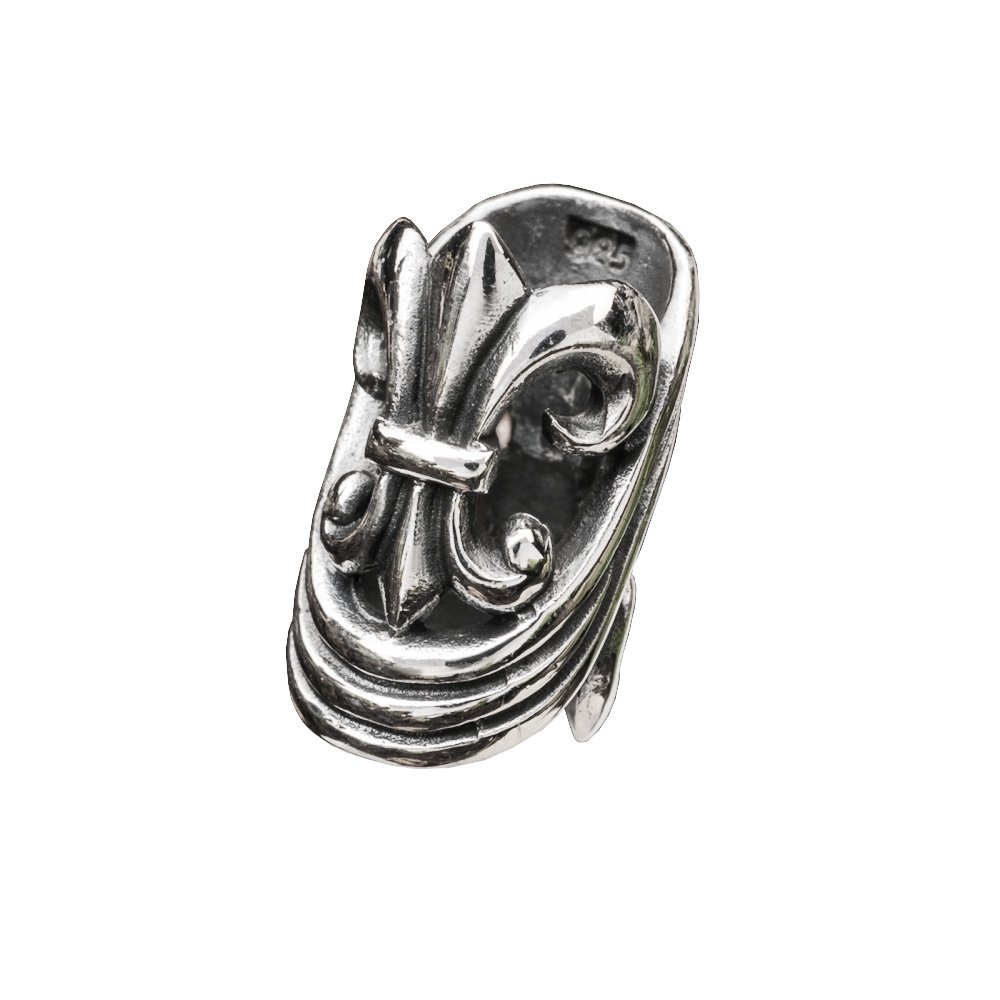 NKlaus Big Beard Bead Hair Ornament Fleur de Lis 925 sterling silver 6977