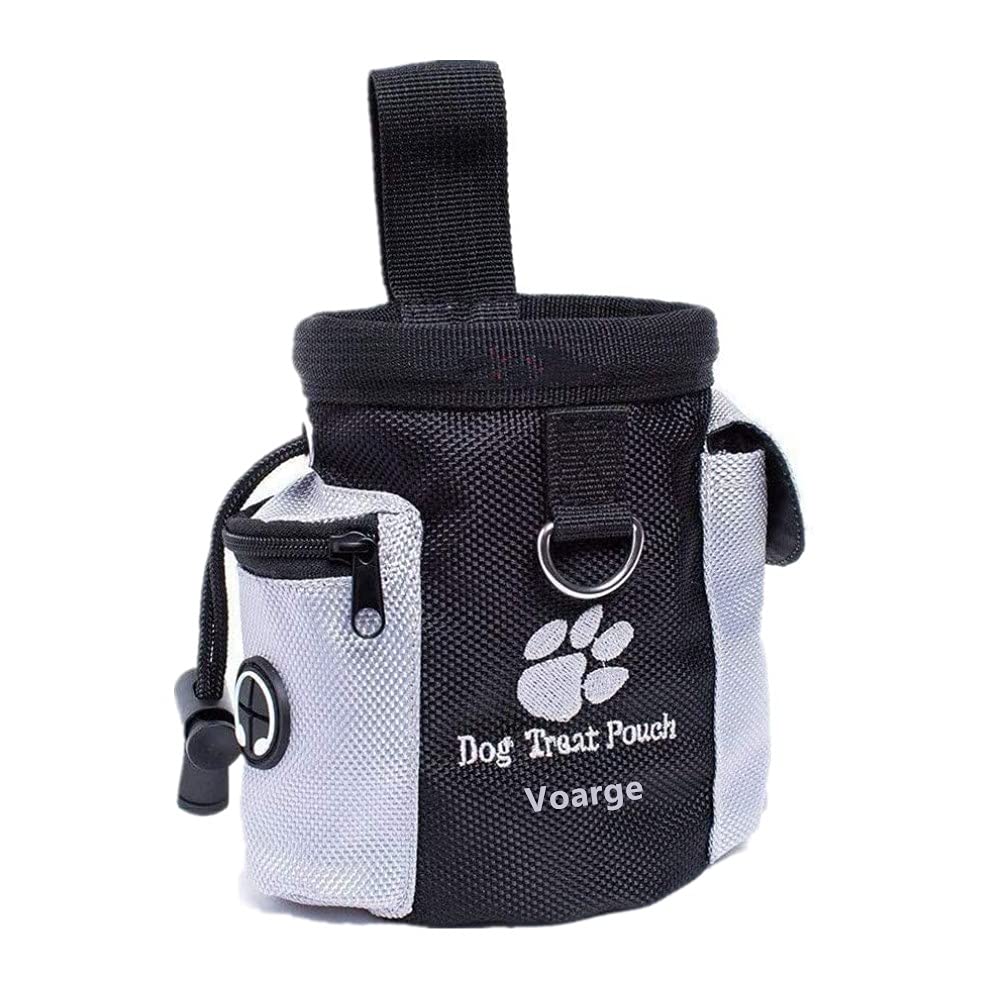VOARGE Food Bag for Dogs, Portable Snack Bag, Food Bag, Built-in Poop Bag Dispenser, Food Bag Treat Bag Snack Bag with Clip Food Bag for Dog Training and Training