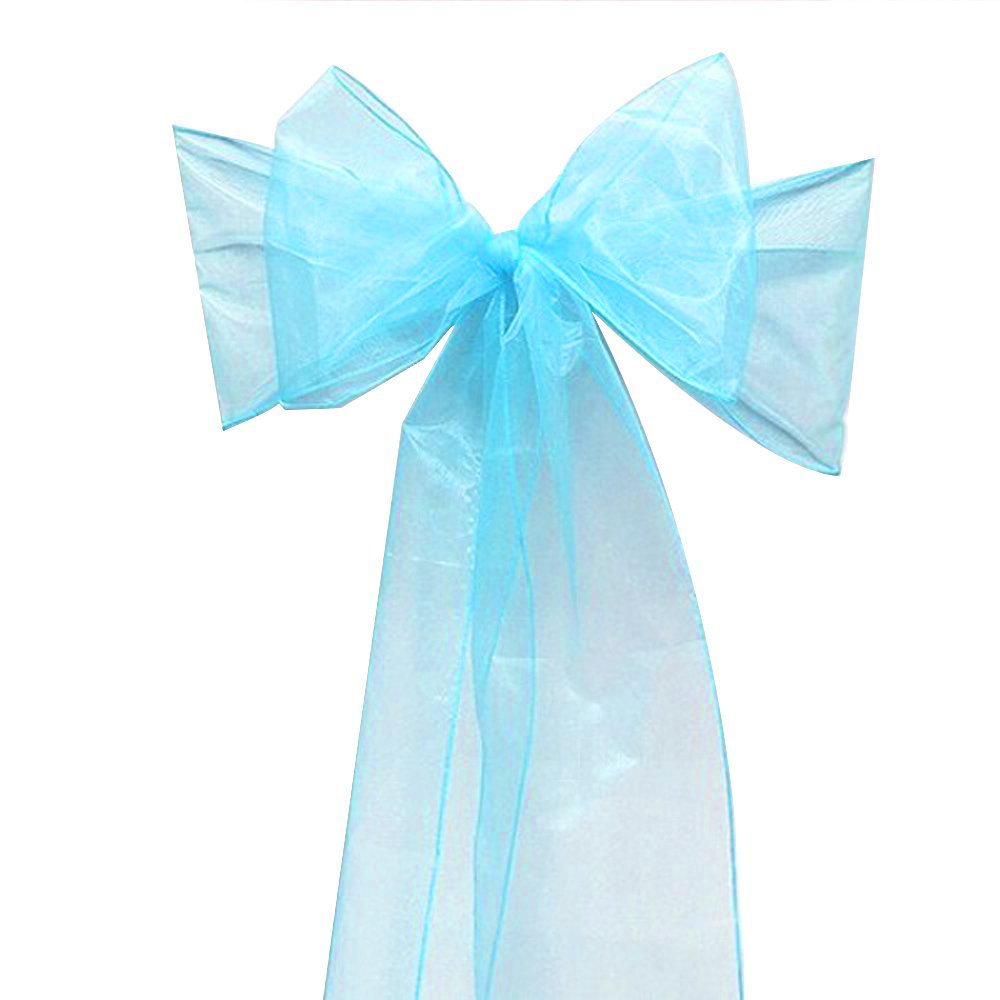 Organza Chair Sashes Wider Fuller Cover Party Decoration (Turquoise, 10Pcs)