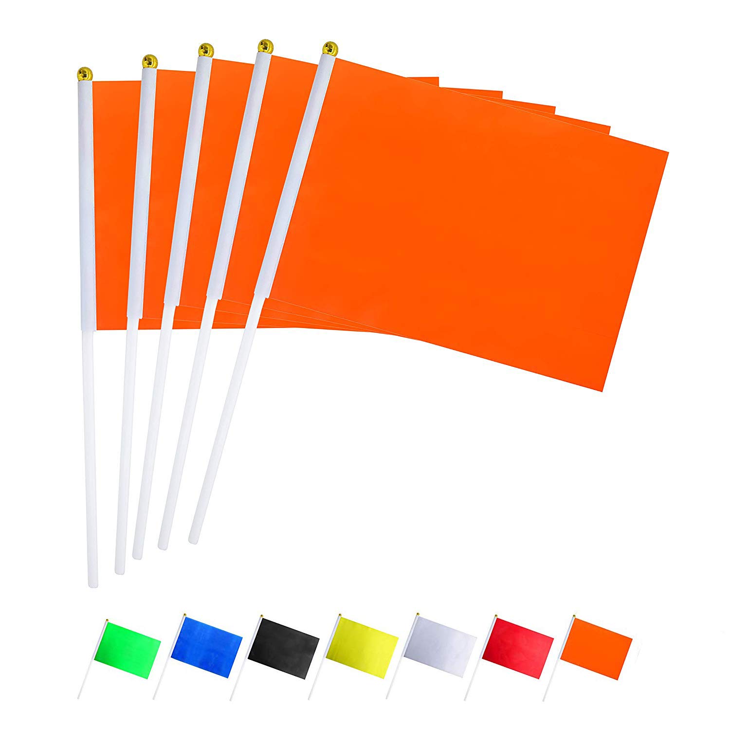 GentleGirl.USA 50 Pack Plain Orange Flag, Pure Solid Orange Small Mini Banner Banner Flags Stick, Party Color Decoration Parade Supplies, School, Sports Club, International Festival Celebration