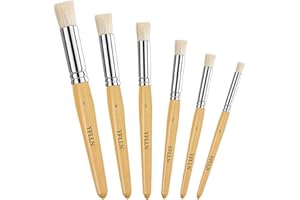 YFLLN Wooden Stencil Brushes Natural Stencil Bristle Dome Art Painting Brushes Wood Paint Template Brush for Painting On Stencil Projects, Card Making, DIY, Crafts and Acrylic Oil Watercolor Painting(6pcs)