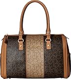 Calvin Klein Women's Monogram Satchel Khaki/Brown Combo One Size