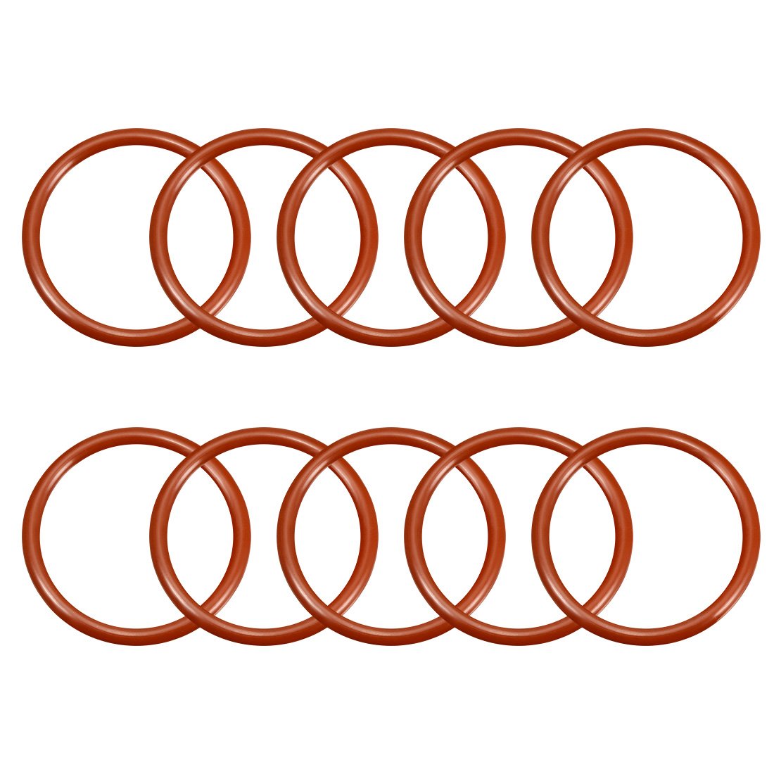 sourcingmap Silicone O-Ring, 40mm OD, 33mm ID, 3.5mm Width, VMQ Seal Rings Gasket, Red, Pack of 10
