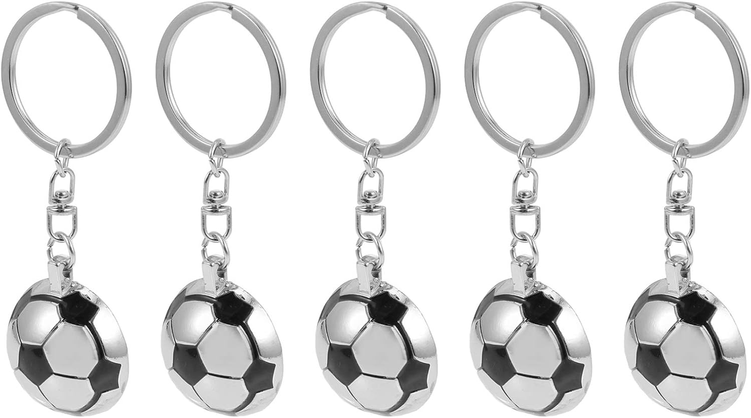 Abaodam 5pcs Soccer Keychains Metal Football Key Ring Half