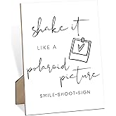 scodilo Photo Guest Book Wedding Sign, 8x11" Wooden Plaque for Wedding Guest Book Polaroid Pictures, Wedding Table Decor