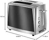 Russell Hobbs Luna 2 Slice Toaster 1500W Grey 6 Browning Levels Fast Toasting view 2