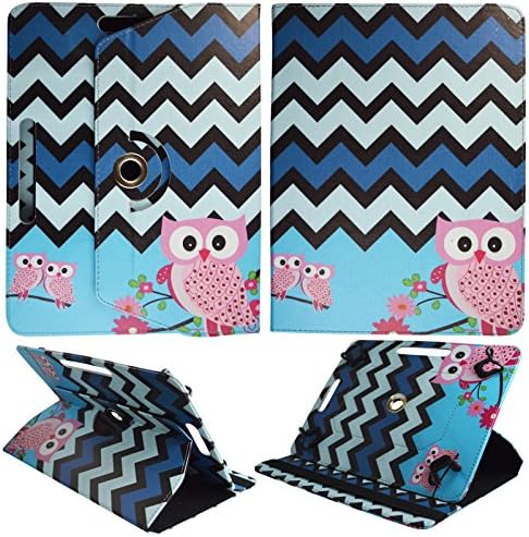 Owl on Blue Black Chevron For Huawei Media Pad 10 Link+10 inch Tablet Syn Leather Case Cover 360 Rotating Folding Folio Stand Cover Case