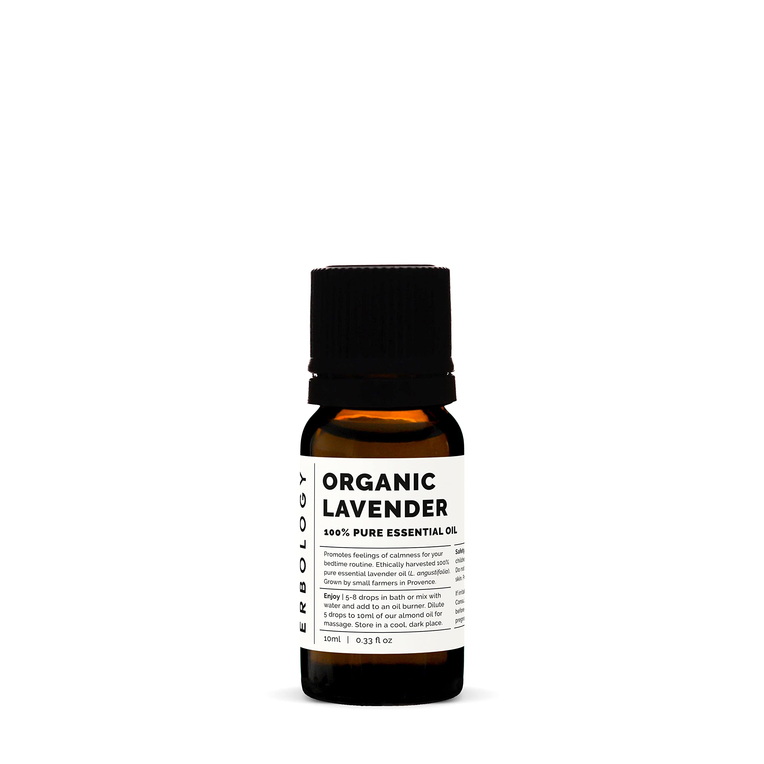 Erbology Organic Pure Lavender Essential Oil 10ml - Relax and Destress - Small Batch - Sustainably Sourced Straight from Farm in Provence, France