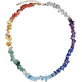 Jewever 7 Chakra Choker Necklace for Women Chip Real Reiki Stone Crystals and Healing Stones Good Luck Balance Meditation Yoga Spiritual Jewelry Gifts