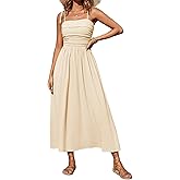 Sunny Spirit Women's Sleeveless Spaghetti Strap Maxi Dress 2026 Casual Boho Summer Dresses Smocked Long Beach Sundresses