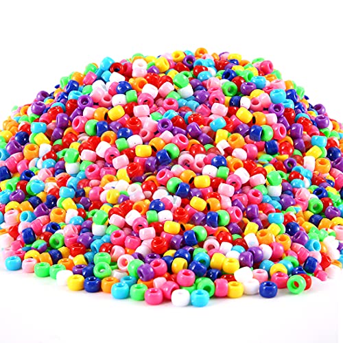 3000+ pcs Pony Beads, Multi-Colored Bracelet Beads for Hair Braids, Plastic Bead for Crafts (Large Pack, Classic)…