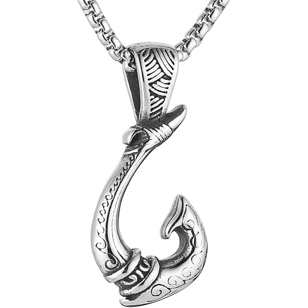MOO&LEE Fish Hook Necklace for Men Hawaiian Makau Necklace Maui