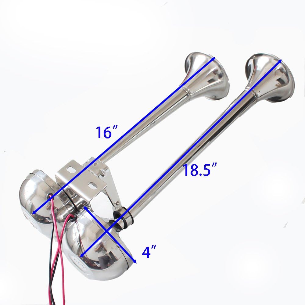 X-Haibei 12V Marine Trumpet Horn Twin Dual Electric Stainless Steel Powerful Boat Horn for Truck: Automotive