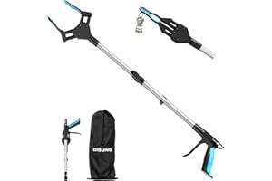 Reacher Grabber Tool Heavy Duty, Gisung 34 Inch Foldable Grabbers for Elderly with Upgrade Rotating Anti-Slip Jaw & Strong Magnetic Tip, Sturdy Reaching Assist Tool for Trash Pickup, Arm Extension