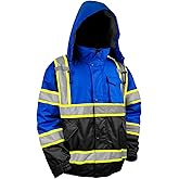 TOKISHI High Visibility Hoodie For Men Reflective Safety Jacket Zipper Men'S/Women'S Construction Work Safety Insulated Parka