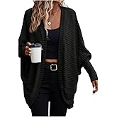 MakeMeChic Women's Dolman Sleeve Cardigan Sweater Lightweight Knitted Outerwear