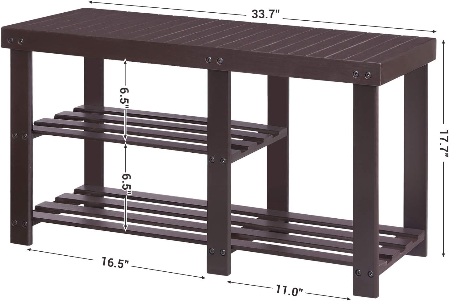 SONGMICS Bamboo Shoe Rack Bench for Boots, Entryway Storage Organizer, 3 Tiers Shoe Shelf, Multi Function for Hallway Bathroom Living Room Corridor and Garden, Brown: Kitchen & Dining