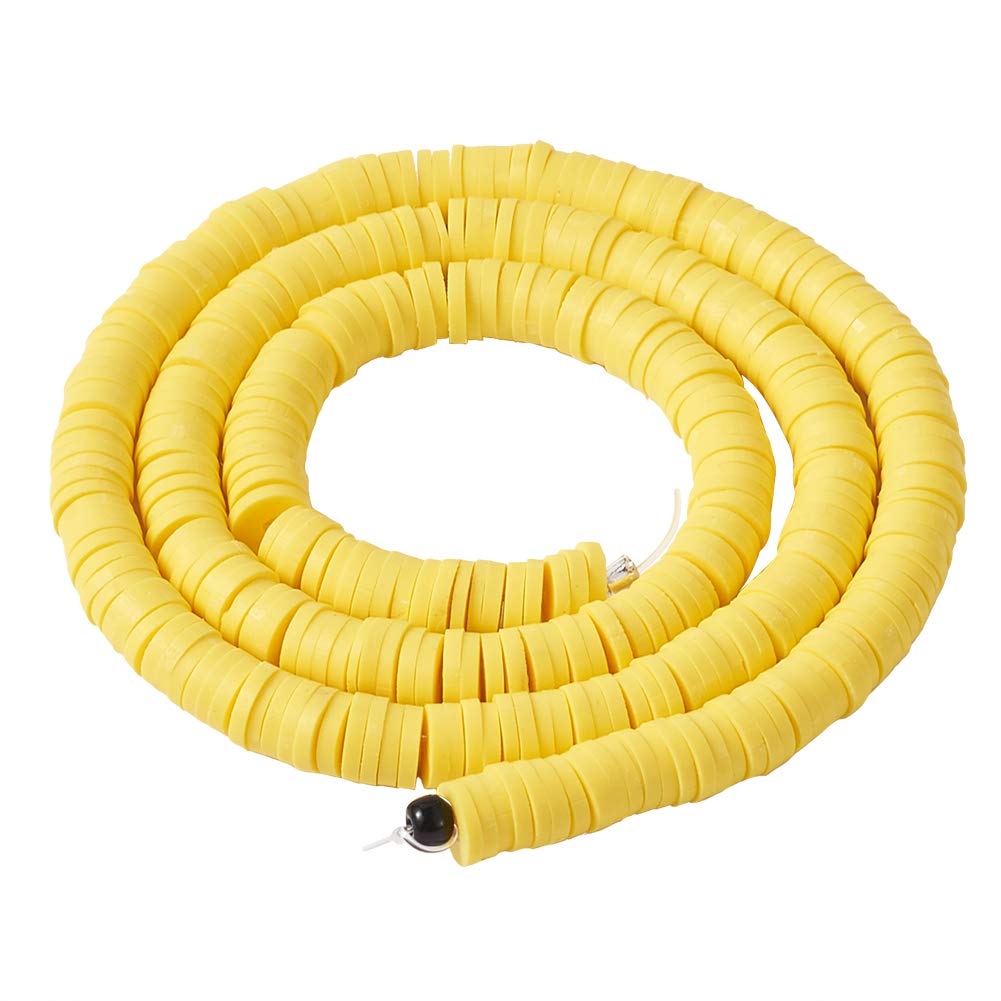 Cheriswelry 380-400pcs/strand 6mm Polymer Clay Beads Yellow Environmental Flat Round Disc Spacer African Heishi Beads Strand for Jewelry Making Rainbow Bracelets Necklaces Earrings Hole 2mm