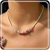 RINHOO FRIENDSHIP Ceramic Fish Necklace Toggle Boho Beachy Hawaiian Colorful Beads Summer Choker Delicate Fish Necklace for Women Men