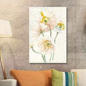 Canvas Wall Art - Watercolor Style Flowers on Grunge Background - Giclee Print Gallery Wrap Modern Home Art Ready to Hang - 12x18 inches