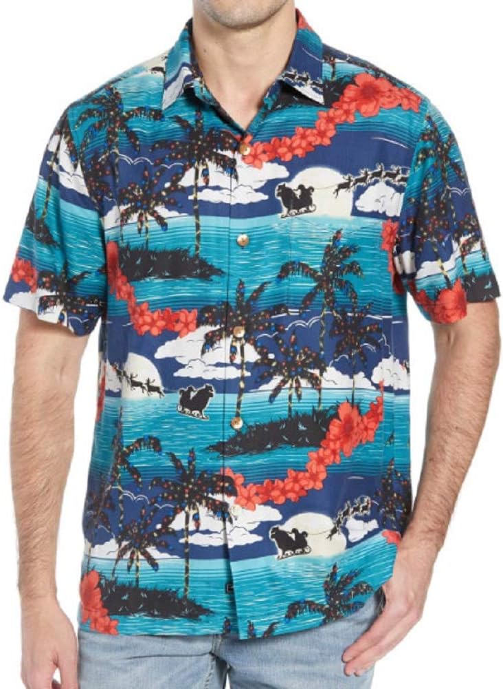 Tommy Bahama Mens Moon Light in Paradise Silk Printed Button-Down Shirt