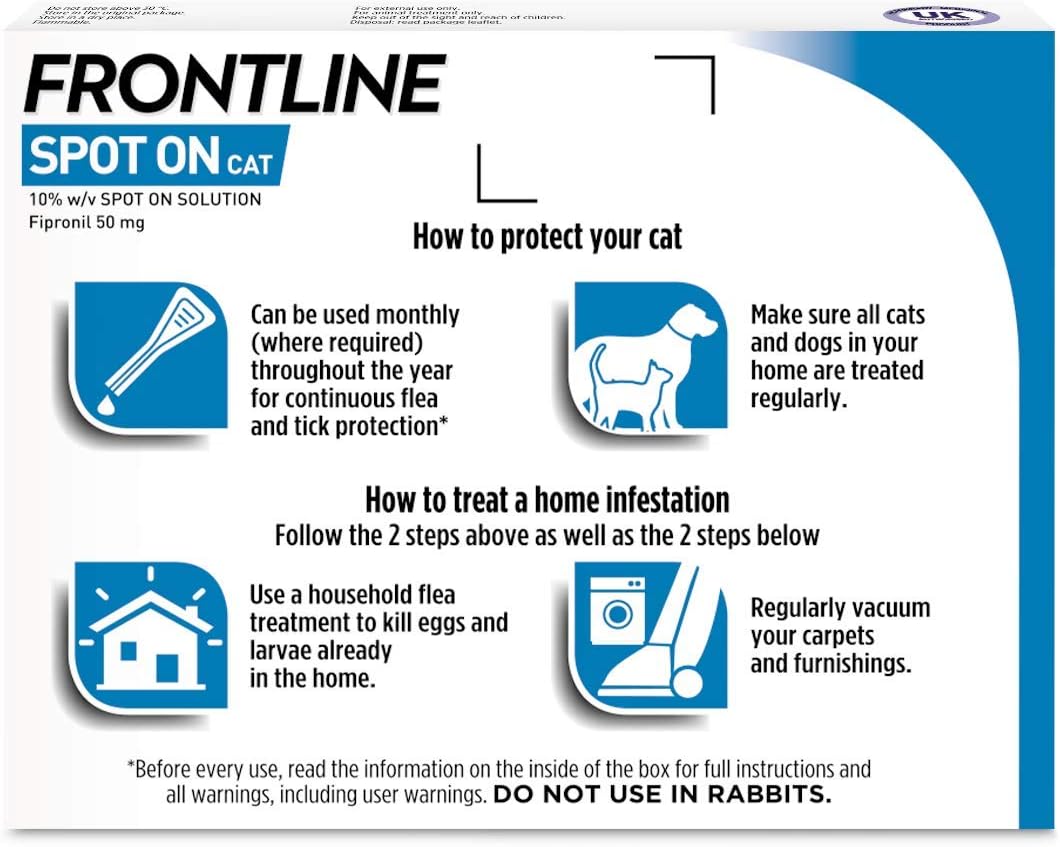 FRONTLINE Spot On Flea & Tick Treatment for Cats - 3 Pipettes, Clear - Image 3