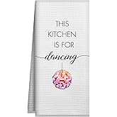 Joyriza This Kitchen is for Dancing, Funny Kitchen Towels, 16x24 Inch Waffle Hand Towel Decor, Humorous Gifts for Mom Hostess Women Friends