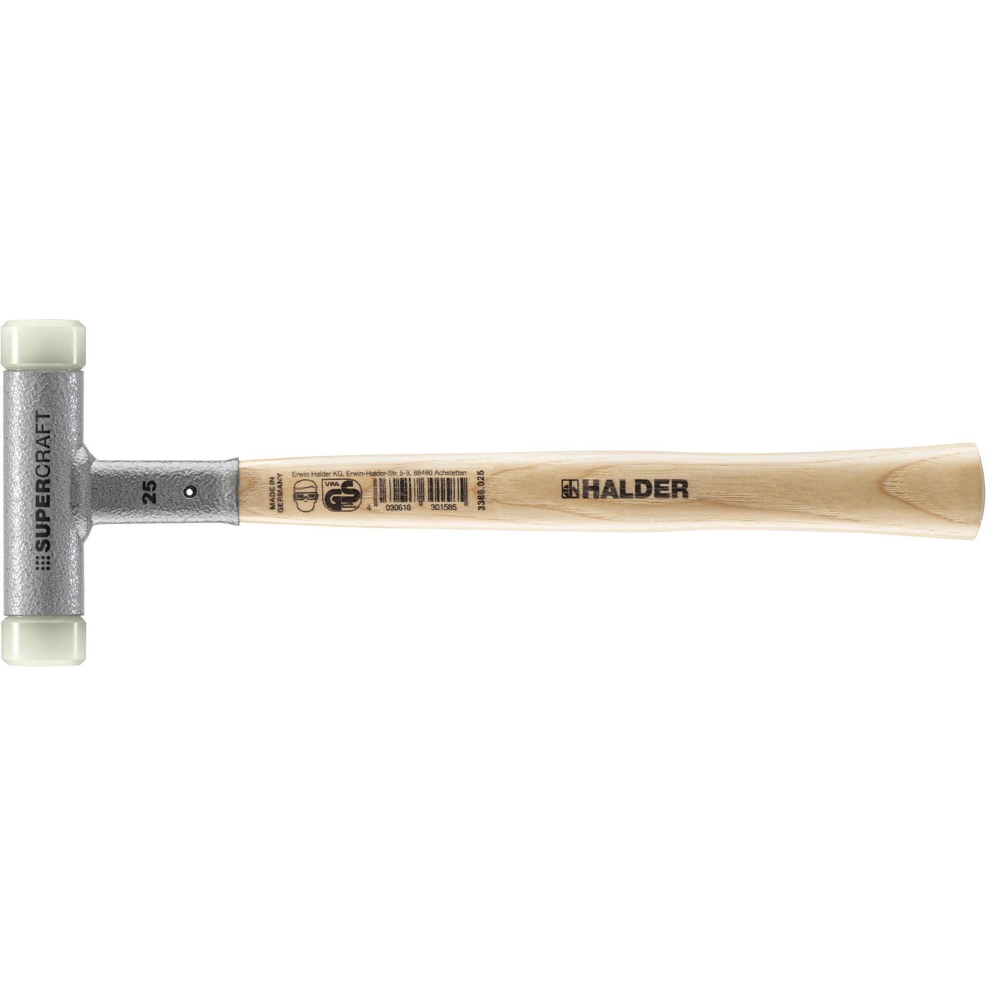 Halder 3366025 Nylon Mallet with Vibration-Reducing, Multi-Colour, 25 mm