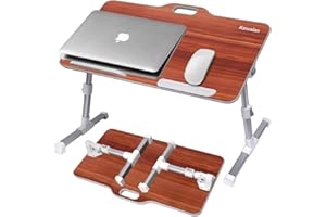 Laptop Desk Stand, Kavalan Portable Laptop Bed Tray Table with Top Handle, Height & Angle Adjustable Sit and Stand Desk, Fold