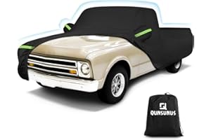 Q QUNSUNUS QUNSUNUS Waterproof Car Cover for Chevrolet C10 C20 K10 K20 1960-1991, Outdoor Truck Cover with Zipper, Full Exterior Car Covers for Automobiles All Weather with Wind, Sun, UV and Dust Protection