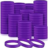 Liliful 200 Piece Rubber Bracelets Bulk, Solid Color Silicone Wristbands Blank Rubber Bracelets Elastic Silicone Wristband for Women Men, Events, Party Decor(8 x 0.5 Inch,Purple)