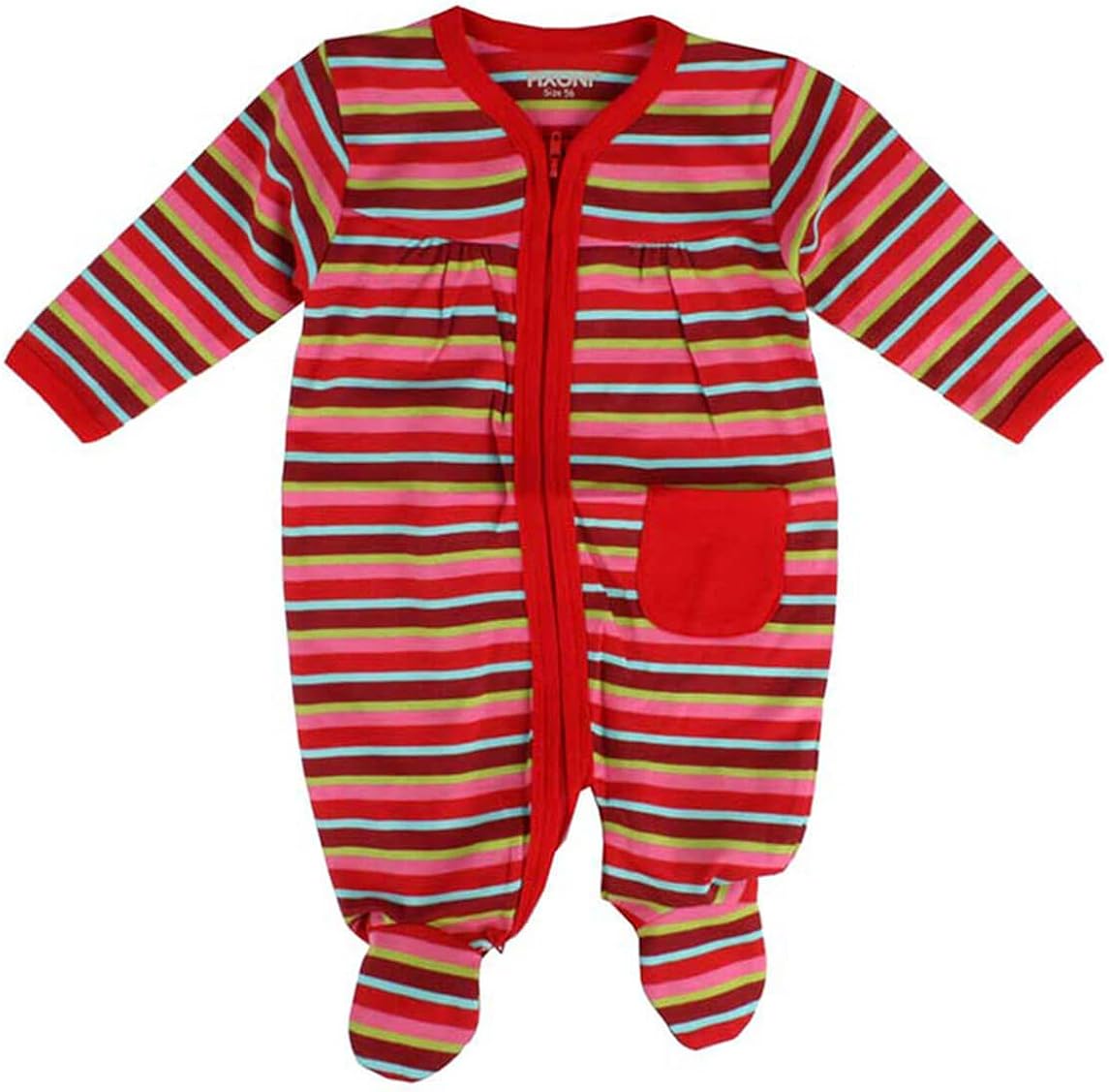 red and white striped sleepsuit