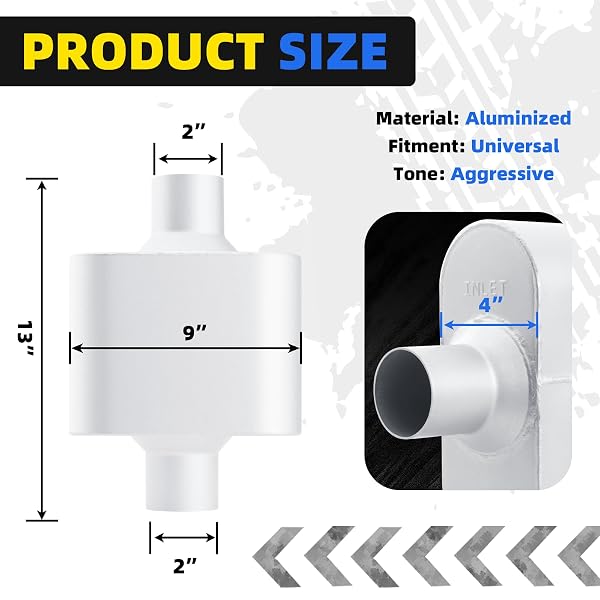PICLAFE UNIVERSAL MUFFLERS SINGLE CHAMBER 3″ INLET 3″ OUTLET 17.3″ OVERALL LENGTH, ALUMINIZED STEEL PERFORMANCE MUFFLER FOR CARS, TRUCKS