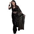 Sidhidata Women's Net Embroidered Sequence Work With Unstitched Blouse Piece (Net Sequence_Free Size)