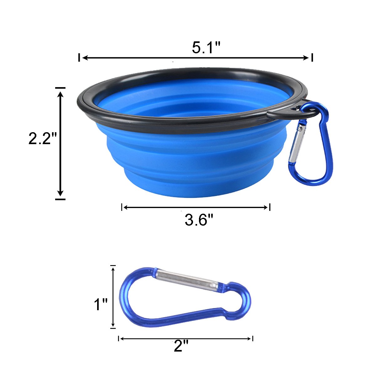 4-Pack Collapsible Pet Dog Cat Bowl,Guardians Portable Travel Foldable Silicone Food Bowl Water Feeder Bowl with Carabiner Clip