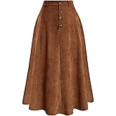 winkbay Women's Plus Size High Waisted Maxi Skirt Dressy Casual Button Front A Line Office Skirts