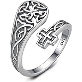 Fuguangju Spoon Rings 925 Sterling Silver Celtic Knot Spoon Rings Adjustable Vintage Thumb Jewelry Gifts for Women