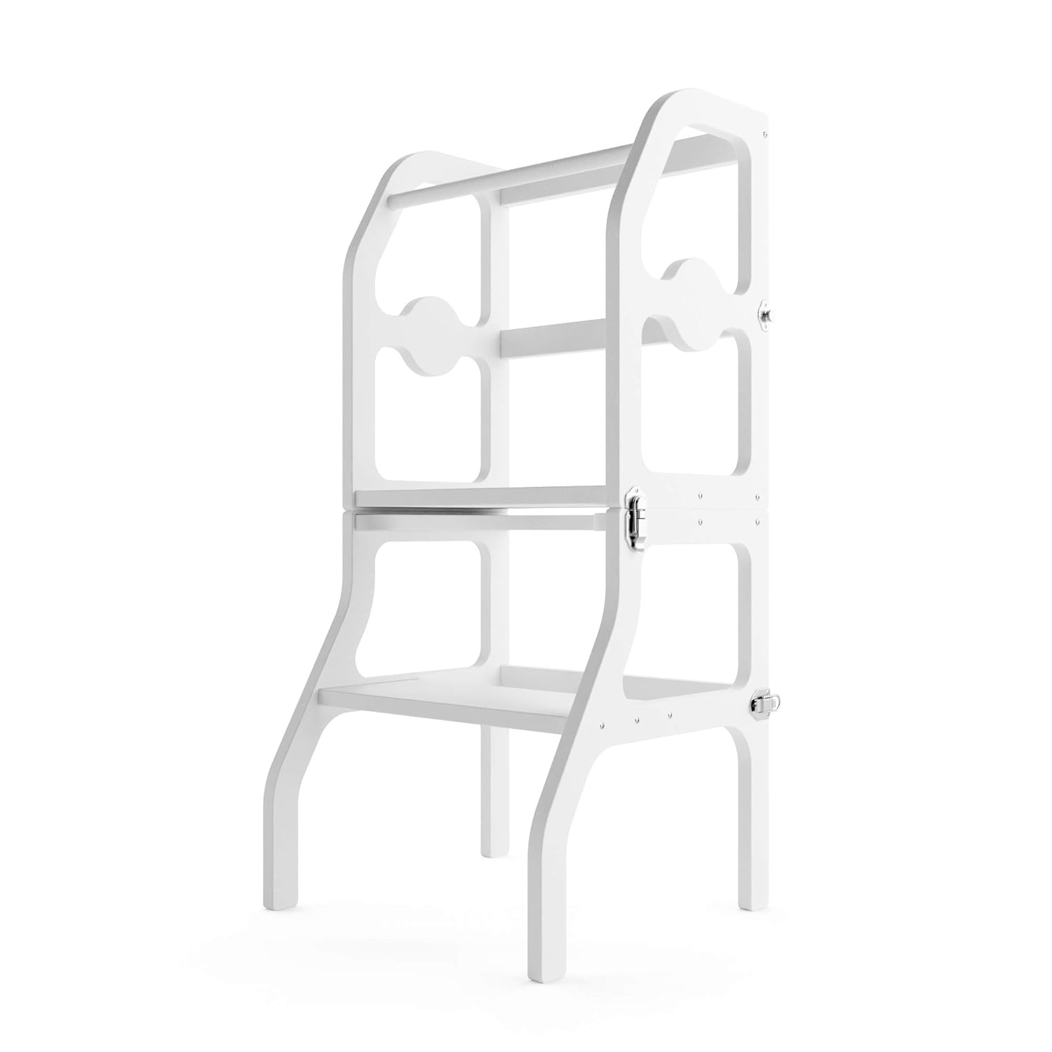 Kitchen Step Stool & Desk for Toddlers - Easy Folding Design Turns Learning Helper Tower for Kitchen Counter Into Table & Chair Set for Little Kids - Safe Convertible Montessori by ComfyBumpy (White) : Baby