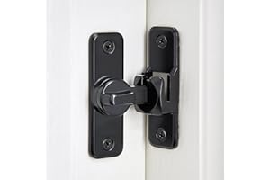 INIRET Black Enhanced Security Flip Latch Lock - Heavy-Duty 90/180 Degree Sliding and Swing Door Latch for Barns, Gates, and 