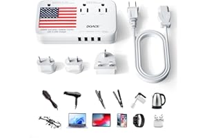 DOACE Upgraded 2200W Voltage Converter US to Europe, 220V to 110V Converter for European Travel for Hair Dryer Straightener Curling Iron, 2300W Power Adapter with USB for Laptop Tablet Camera Cell Phone