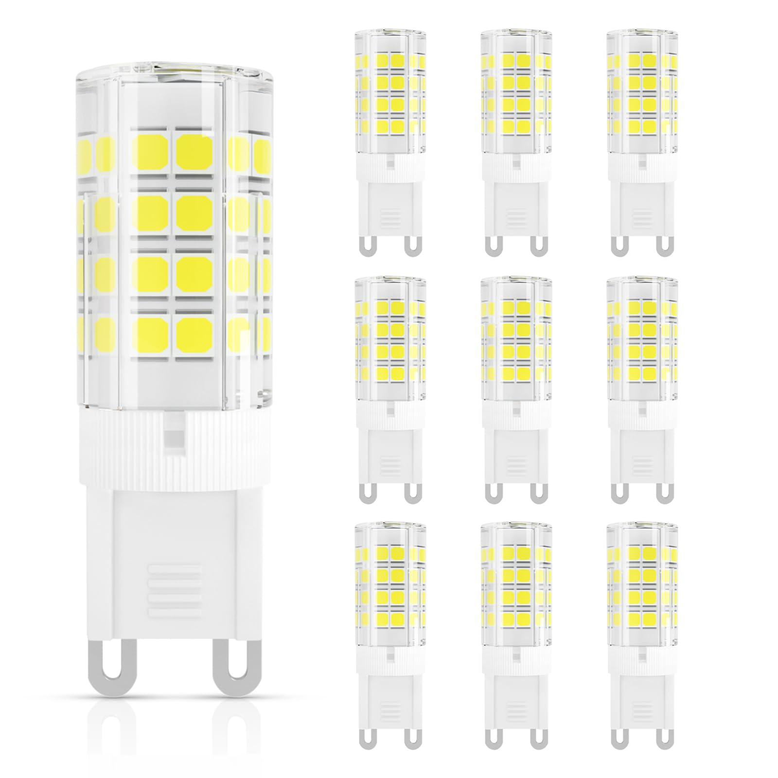 DiCUNO G9 LED Light Bulbs 3W, 380LM, 40W Halogen Equivalent, Cool White 6000K, 100-240V, CRI 82, Not Dimmable, Energy Saving Capsule Light Bulbs, 10-Pack