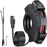 EXTRACTME Motorcycle Phone Charger, Ultra-Narrow Dual USB Type C 30W PD & Quick Charge 3.0 Motorcycle USB Charger, Waterproof Motorcycle USB Port for Phone, Tablet, GPS (Only 0.51 in Wide), Black